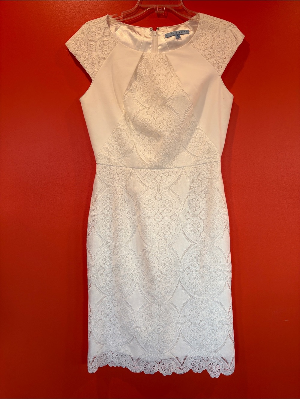 ANTONIO MELANI White Lace Midi Dress